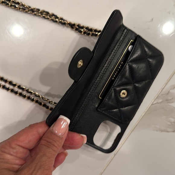 CHANEL 100% Authentic Pearl Crush iPhone 12 Pro & 13 Pro Case w/crossbody chain - Picture 2 of 7